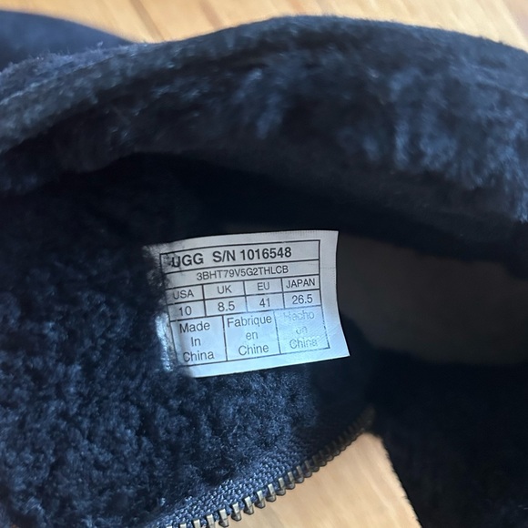 UGG Boots Abree Mini  Suede Leather Shearling Black Size 10 - Picture 5 of 6